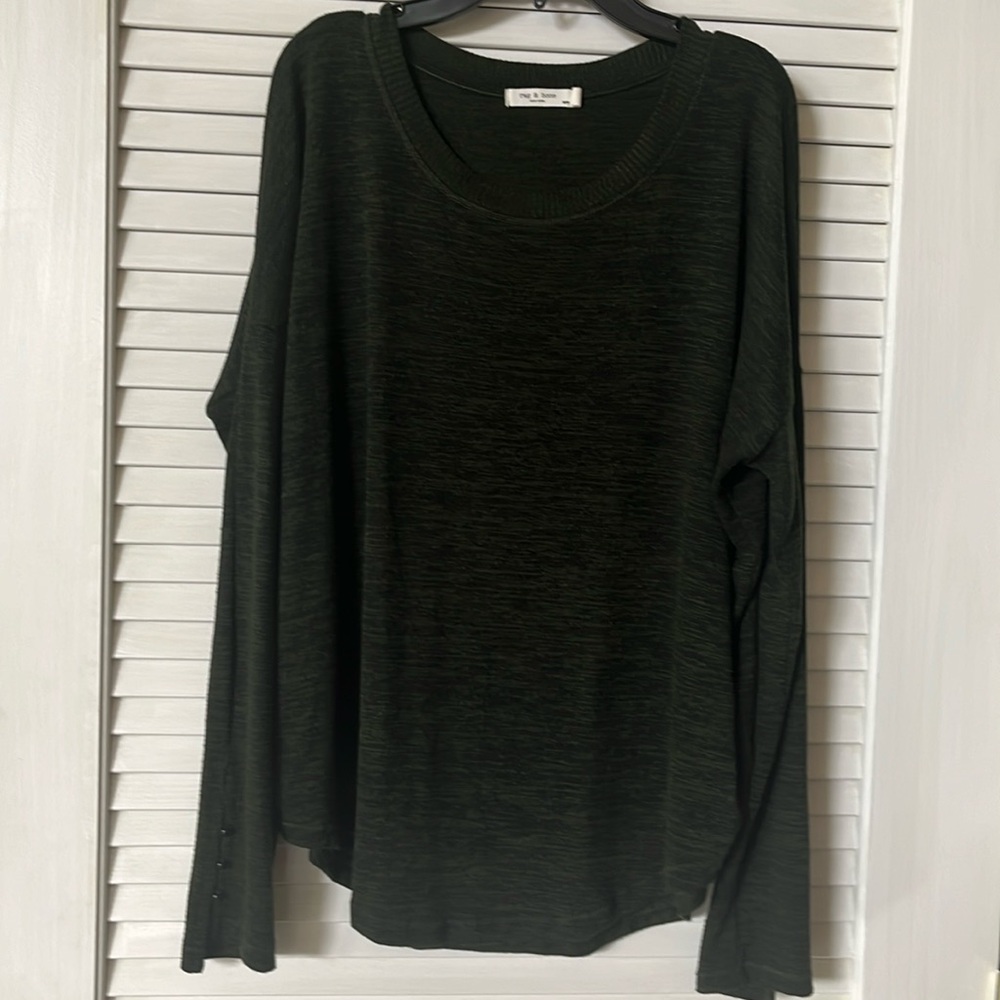 Rag and None Camden Forest Green marbled sweater